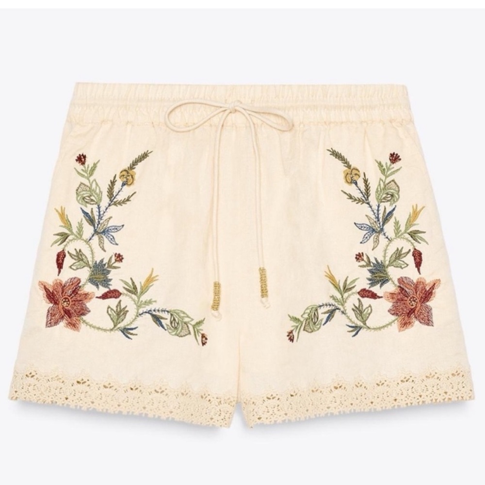 Zara Embroidered shorts NWT